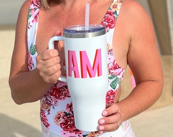 Personalized Monogram Tumbler 40oz with Handle