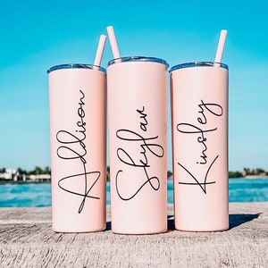 Personalized Tumbler with Straw - Bridesmaid Gift - Custom Coffee Personalized Name Tumbler - Girls Trip Tumbler - Bridesmaid Proposal