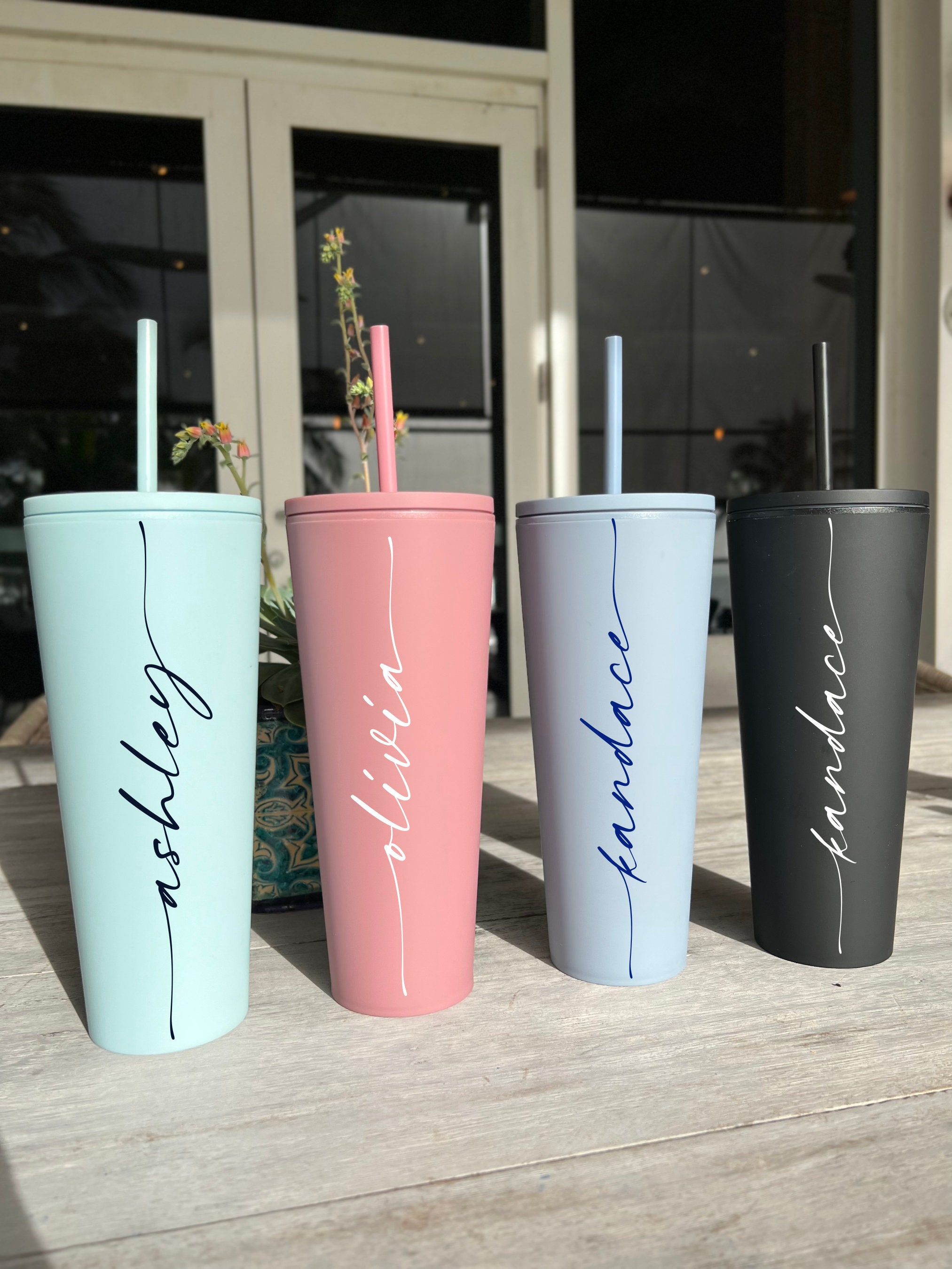 personalised plastic tumbler with straw - Custom Promotional Gift Shop