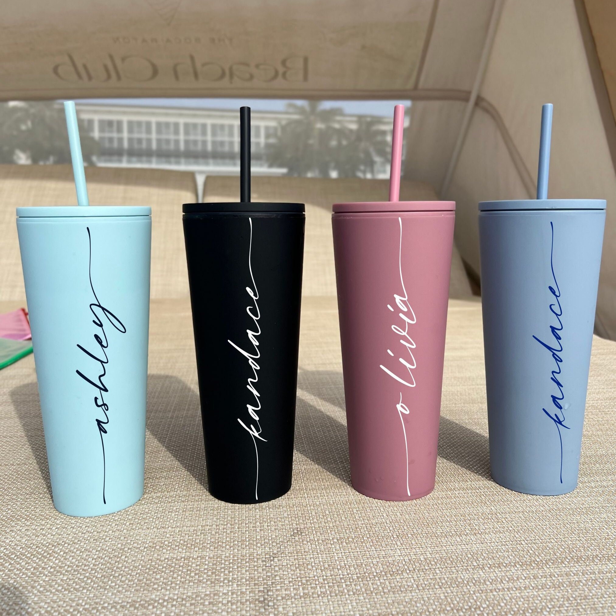 Personalized Tall Metal Tumblers With Lid and Straw Bridesmaid Gifts Rose  Gold Blush Pink Custom Cups BULK DISCOUNT on Set of 5 6 7 8 9 