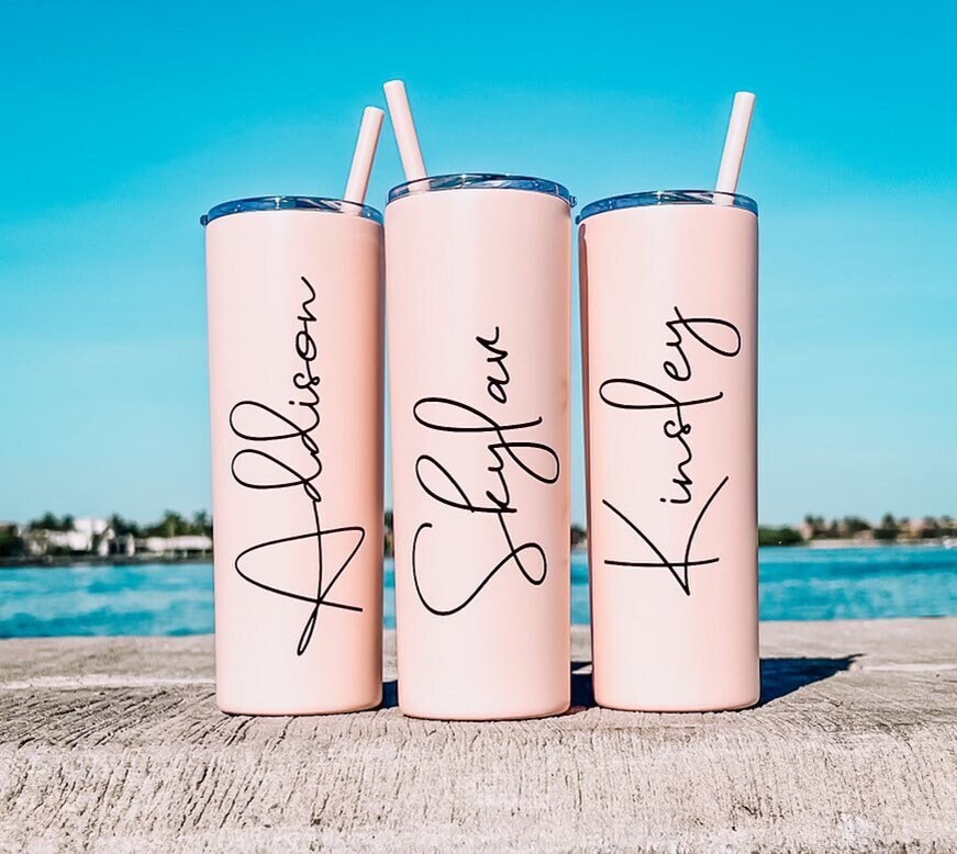 Personalized Tumbler With Lid and Straw, Bridesmaids Gifts, Cheap Tumbler,  Skinny Tumbler, Personalized Gift for her, custom cup