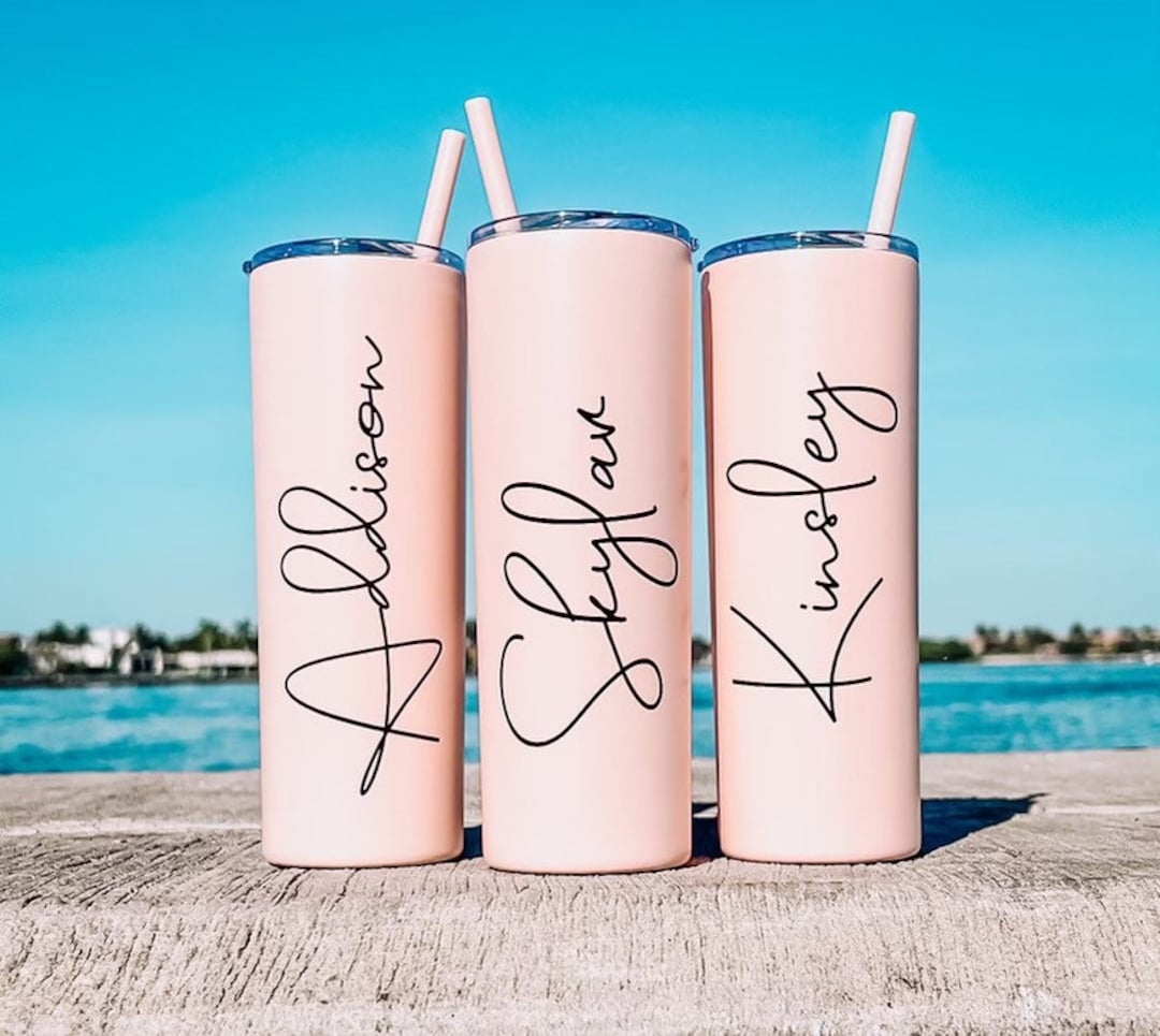 Personalized Tumbler With Lid & Straw, Bridesmaids Gifts, Acrylic