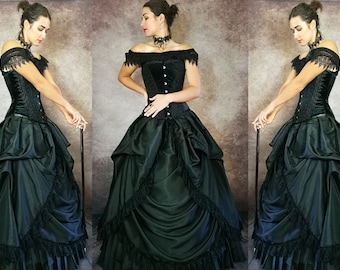 Dark In Love Gothic Evening Dress Black Lace Steampunk Victorian Wedding Prom 