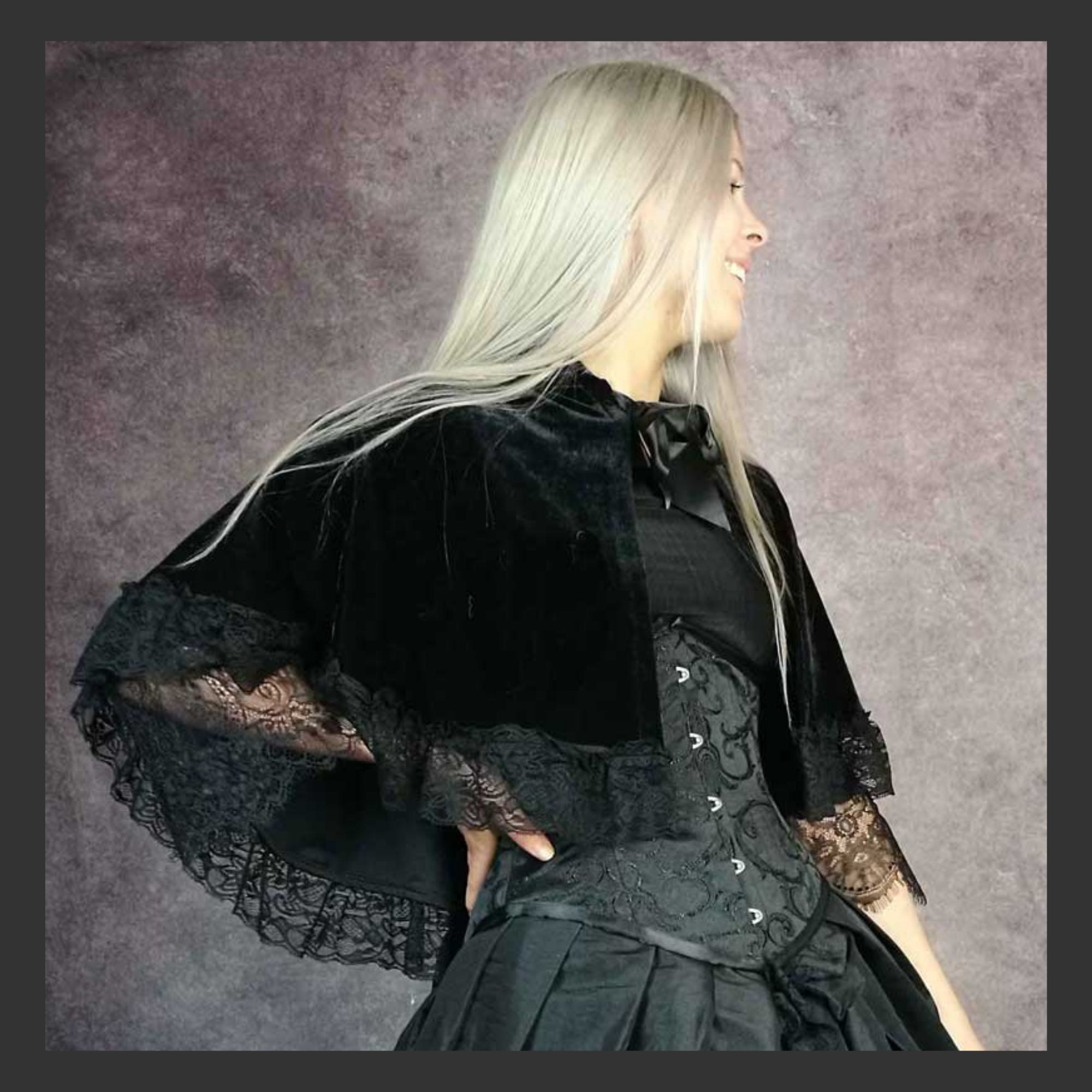 Jackie Black Velvet Cape
