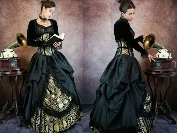 Golden Black Majestica Palace Gown 