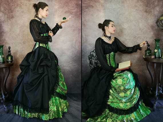 Victorian Southern Belle Civil War Brocade Ball Gown Gothic Girl Dress  Theatrical Costume - Victorian Choice