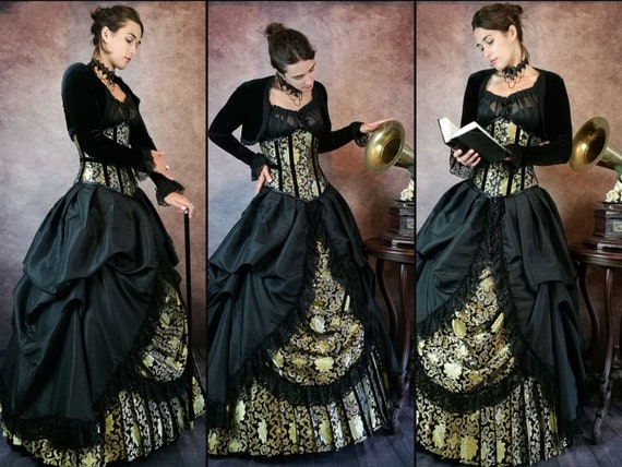 Gothic Women Long Dress with Ruff Brim Reenactment Ballgown Victorian Prom  Dress | eBay