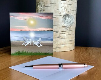 Blank Greeting Card, Beautiful Sunset, Sunrise Blank Card, 5" x 5" Card, Envelopes Included, Mitten-Made