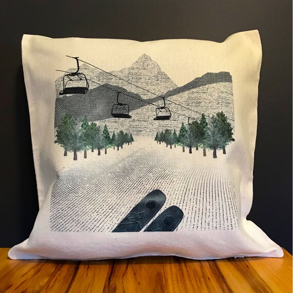 Skiing Pillow First Tracks Throw Pillow for Skiing Etsy