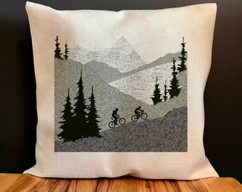 Throw Pillow, Mountain Biking Decorative Accent Pillow, High Quality Canvas with a Hidden Zipper, 16" x 16", Made in the USA