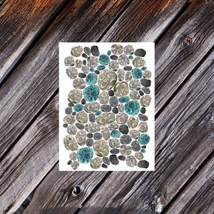 Petoskey Stone with a Splash of Blue Blank Card, 4x6 Card, Envelopes Included, Mitten-Made