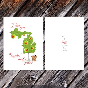 I Love You a Bushel and a Peck Love / Anniversary Greeting Card, 4 x 6 including Envelope, Made in the USA