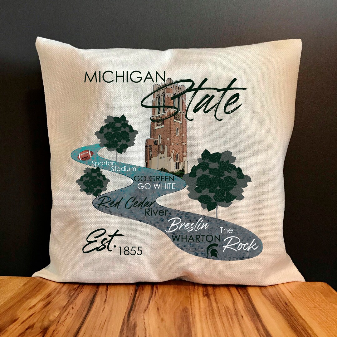 Throw Pillow Michigan State Decorative Pillow Michigan Etsy