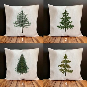 Original Artwork Pine Tree Decorative Accent Pillows, Four Styles, High Quality Canvas Pillow, Hidden Zipper, 16" x 16", USA Made