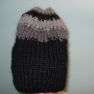 Black gray color very Thick Hand  knit 100% Merino soft wool hat Women&#39;s/children hat  NEW