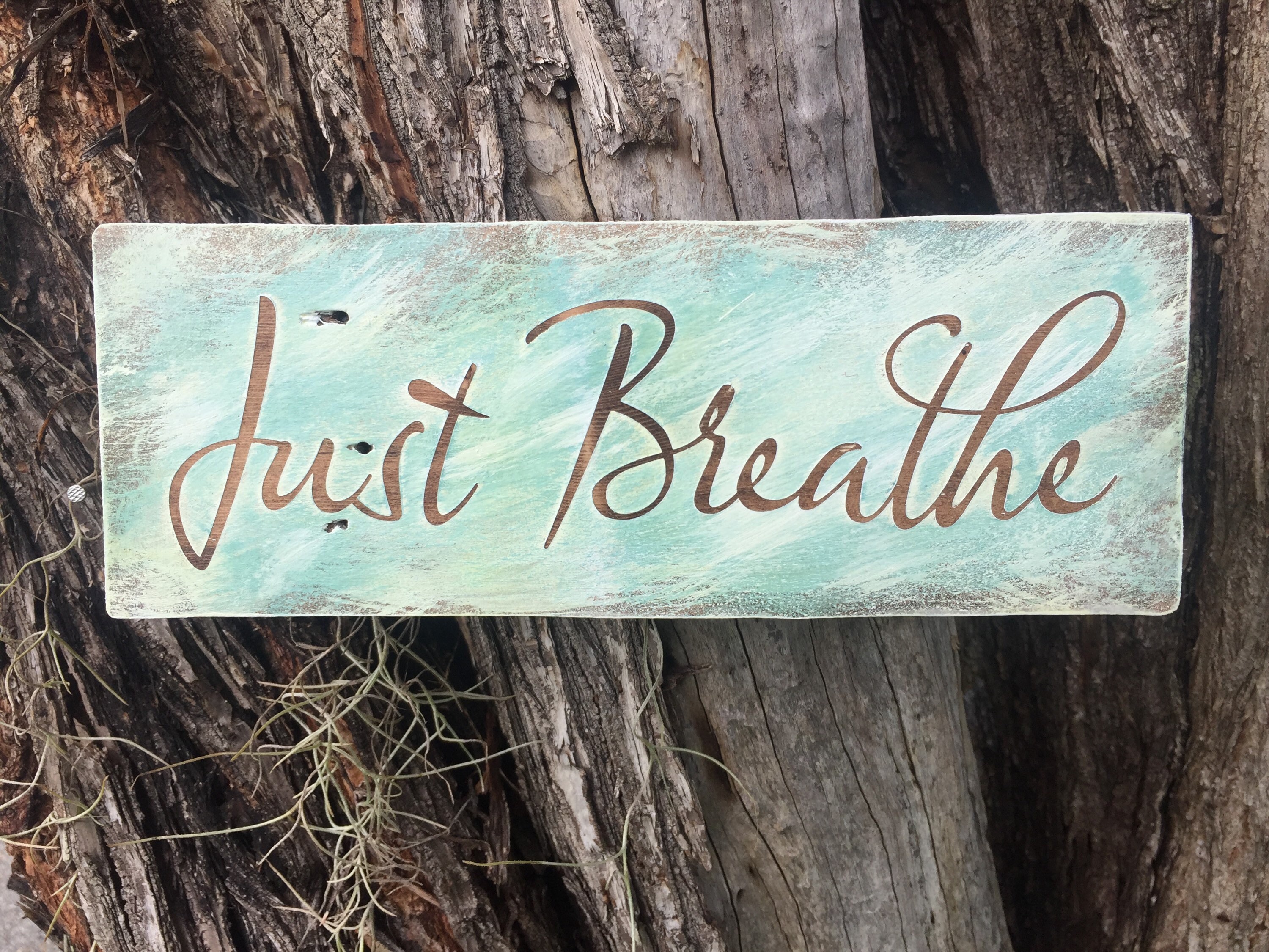 JUST BREATHE Sign Rustic Wood Recycled Pallet Spa Yoga Etsy