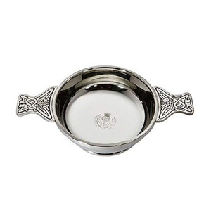 Thistle Extra Large XL Pewter Quaich Whisky Tasting Bowl Loving Cup Burns Night