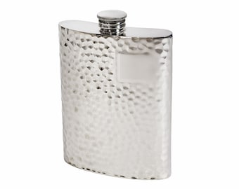 Hammered Wentworth Pewter Kidney Flask,Hip Flask, Spirit Flask, 6oz Capacity.