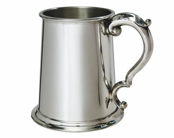 Personalised Classic Pewter Tankard | Engraved 1 Pint Beer Mug | Handmade Sheffield UK | Traditional Gift