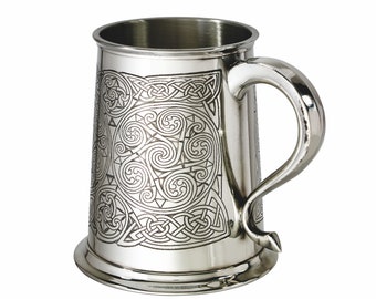 Celtic Spirals 1 Pinte Wentworth Pewter Tankard