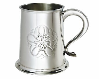 Jarra de peltre Wentworth de 1 pinta con relieve Yorkshire Rose