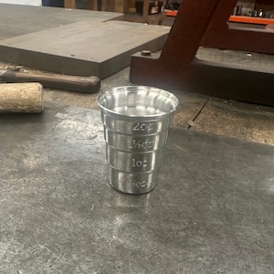 2oz Graduated Pewter Measure Cup, jigger, shot cup 1/2oz - 2oz capacity