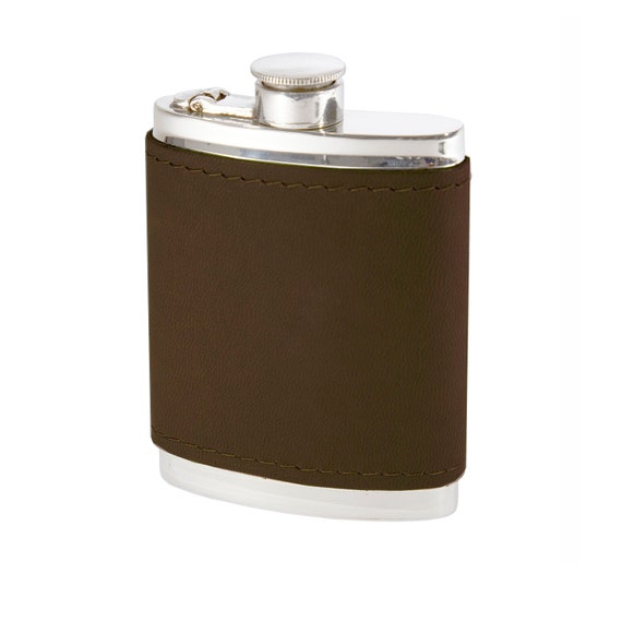 Flasque à Alcool Vintage – Cuir Marron – Fabrication Française