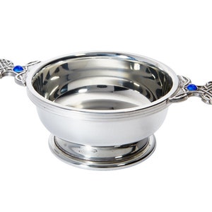 September Birthstone glass Saphire Pewter Quaich Whisky Tasting Bowl Loving Cup Burns Night