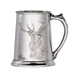 Stag 1 Pint Wentworth Pewter Tankard, beer mug, beer stein, metal tankard