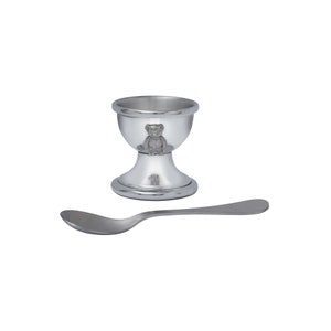 Teddy Bear Wentworth Pewter Egg Cup and Spoon, Baby Gift, Keepsake