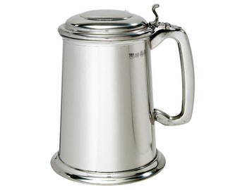 Lidded 1 Pint Plain Wentworth Pewter Tankard