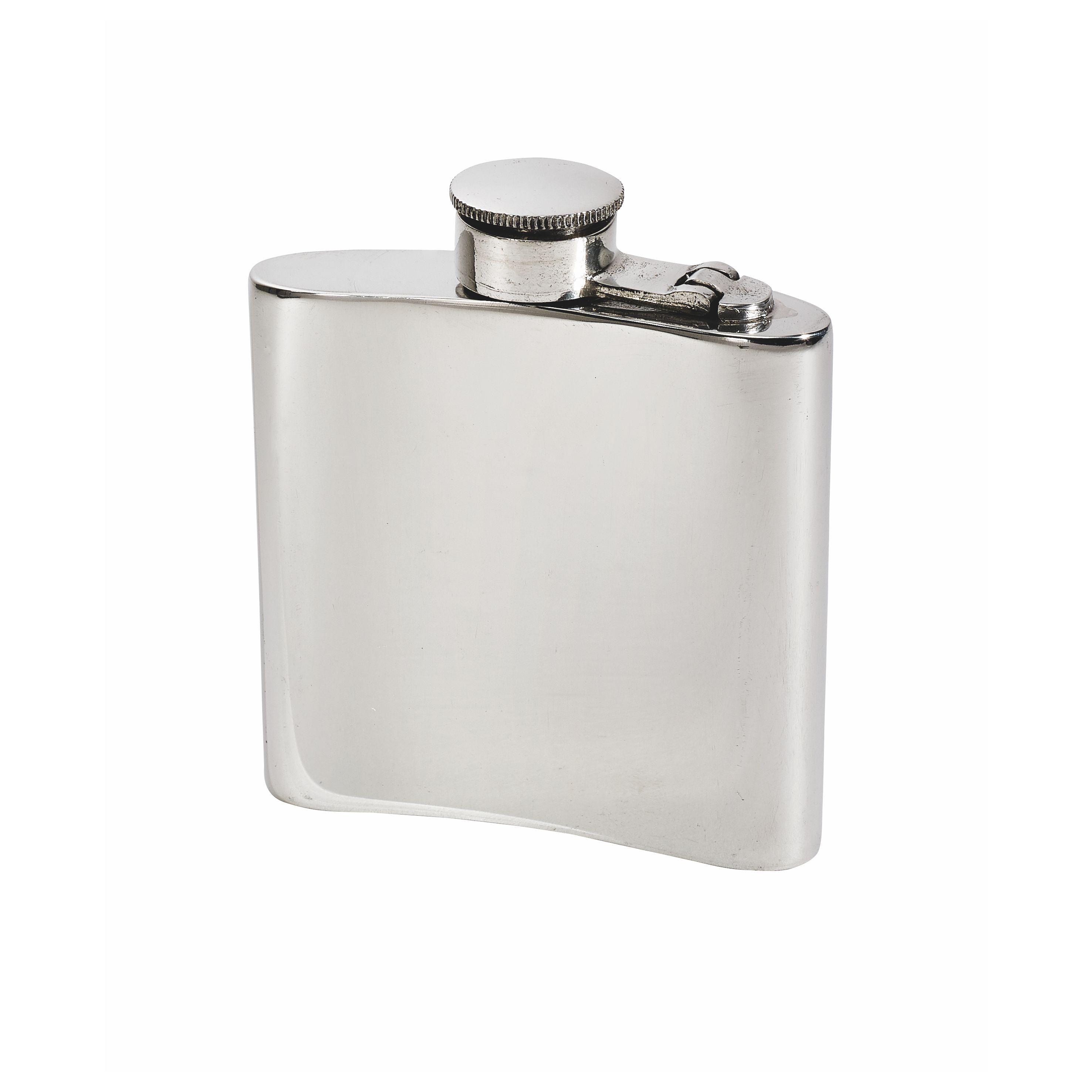 Personalised 4oz Pewter Hip Flask, Engraved Captive Top Pocket