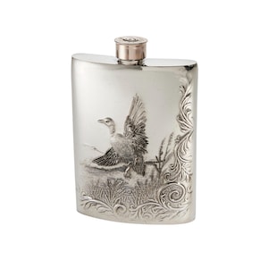 Mallard Pewter Hip Flask: Handmade Sheffield Spirit Flask