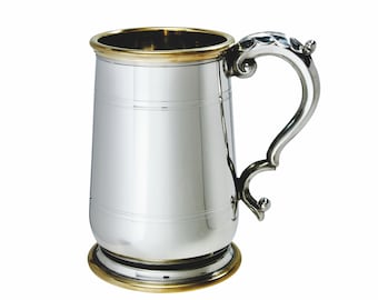 Hallam 1 Pint Wentworth Pewter and Brass Jacobean Tankard