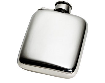 Pocket Flask with Captive Top Wentworth Pewter, 4oz Capacity.