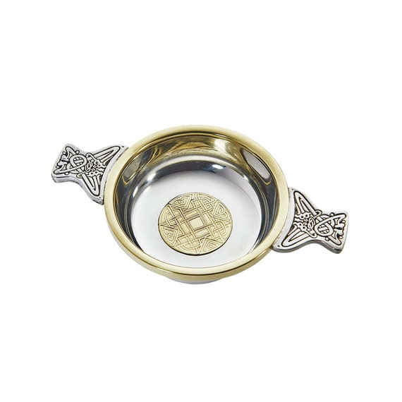 Wentworth Pewter Large Claddagh Pewter Quaich Whisky Tasting Bowl Loving Cup Burns Night 