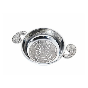 Paisley Wentworth Pewter Large Quaich Whisky Tasting Bowl Loving Cup Burns Night