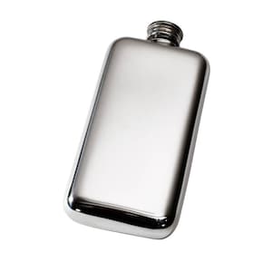 Personalised 3oz Plain Pewter Hip Flask, Custom Engraved Mini Pocket Flask, Groomsman Proposal, 10th Anniversary Tin, Sheffield UK Made