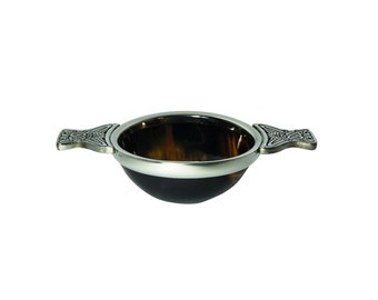 Medium Horn and Pewter Quaich Whisky Tasting Bowl Loving Cup Burns Night