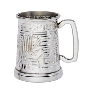 circuit board pattern pewter tankard, beer mug, stein quirky gift