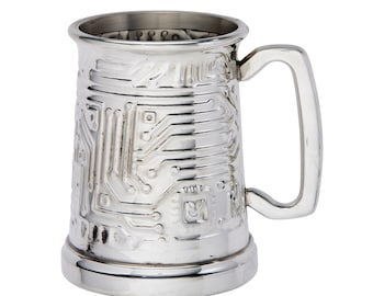 Jarra de peltre con diseño de circuito impreso, jarra de cerveza, jarra de cerveza, regalo original