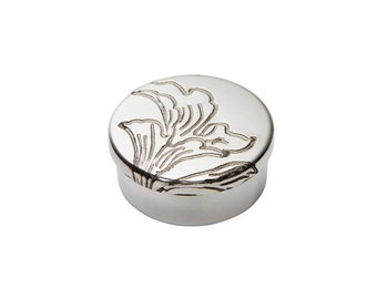 Acanthus Leaf Pewter Trinket Box, Small Round Keepsake Box, Handcrafted Nature Inspired Gift