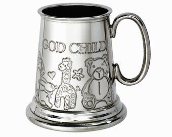 God Child Wentworth Pewter Baby Mug, Gift, Keepsake