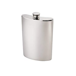 Large Wentworth Pewter Hip Flask: Handmade 10oz Spirit Flask