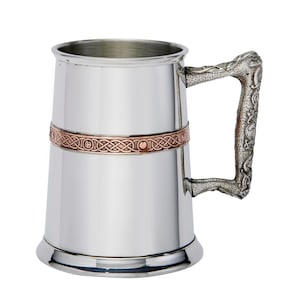 Copper Celtic Pewter Tankard: Handcrafted 1 Pint Beer Mug