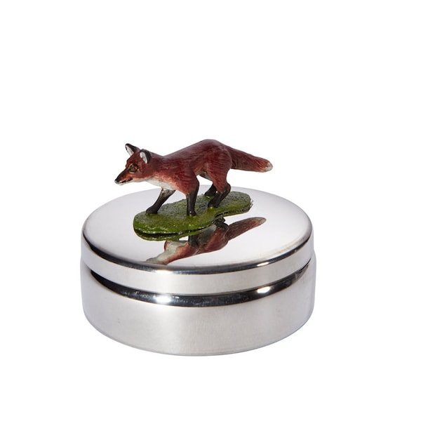 Fox Pewter Round Trinket Box, , Gift - Wentworth Pewter