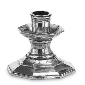 Candelabro octogonal corto de peltre