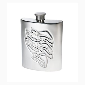 Pewter Hip Flask: 6oz Knox Knot Design, Handmade in Sheffield
