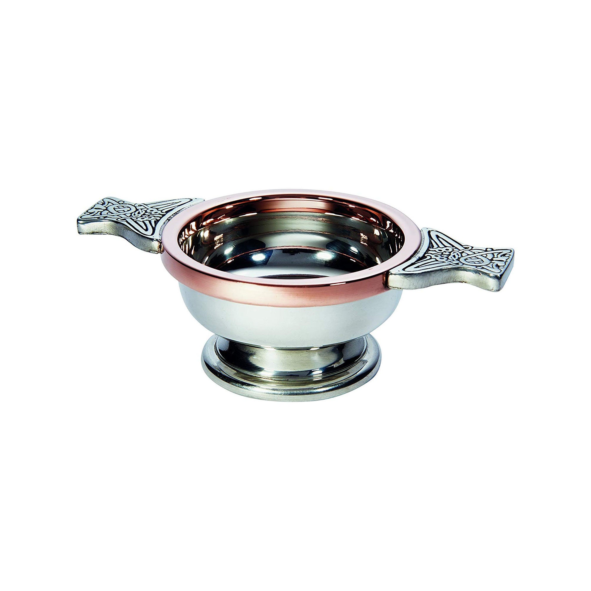 Small Copper Rim Pewter Quaich Bowl, Whisky Tasting Bow, Loving Cup, Burns Night
