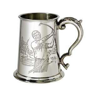 Golfer 1 Pint Wentworth Pewter Tankard, Beer Mug